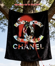 Chanel Luxury Floral Rose Print Flannel Throw Blanket IMG_6953